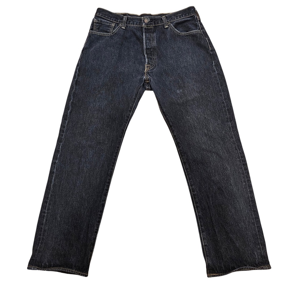 Levis 501 Mens Original Fit Straight Leg Dark Wash Button Fly Denim Jeans 34x30